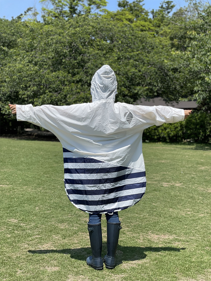 PORD Rainwear Ladies White x Navy Border